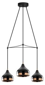 Lampadario a sospensione su cavo YILDO 3xE27/40W/230V nero/rame