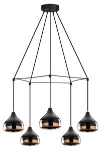 Lampadario sospeso su cavo YILDO 5xE27/40W/230V nero/ramato