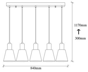 Lampadario a sospensione con cavo KEM 5xE27/40W/230V nero