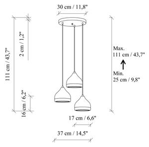 Lampadario a sospensione con cavo YILDO 3xE27/40W/230V bianco/oro