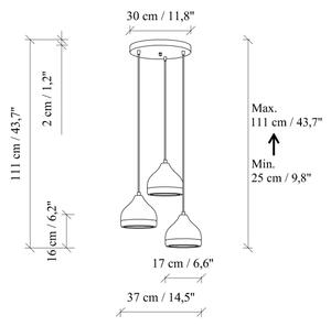 Lampadario a sospensione con cavo YILDO 3xE27/40W/230V nero/oro