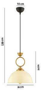 Lampadario a sospensione su cavo MONZA 1xE27/40W/230V diametro 26 cm crema/bronzo