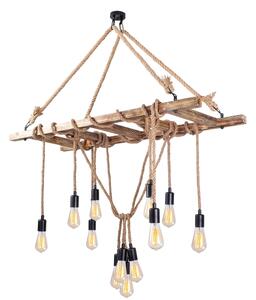 Lampadario a sospensione con cavi EREBOS 12xE27/40W/230V marrone