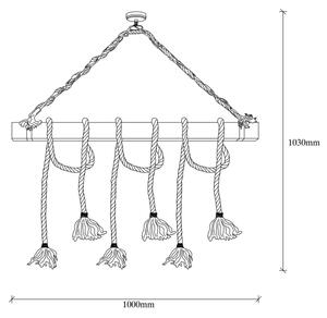 Lampadario a sospensione con cavo EREBOS 6xE27/40W/230V marrone