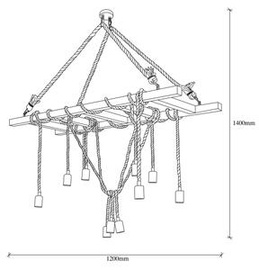 Lampadario a sospensione con cavi EREBOS 12xE27/40W/230V marrone