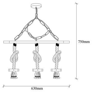 Lampadario a sospensione con catena EREBOS 3xE27/40W/230V marrone