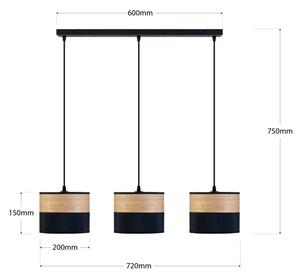 Lampadario a cavo ALBA 3xE27/15W/230V nero/marrone