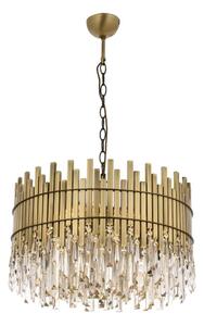 Lampadario a catena CRYSTALLINE 8xE27/40W/230V, diametro 60 cm, in ottone