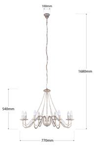 Lampadario a catena MALBO 8xE14/10W/230V bianco/oro/patina