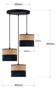 Lampadario a sospensione con cavo ALBA 3xE27/15W/230V diam. 40 cm nero/marrone