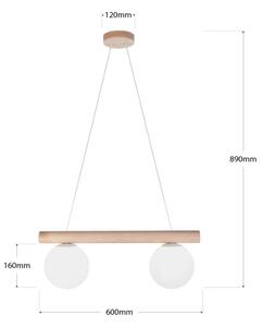 Lampadario a cavo WOODSTOCK 2xE27/15W/230V legno/crema