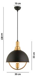 Lampadario a cavo MONZA 1xE27/40W/230V diam. 30 cm nero/oro