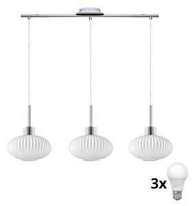 Lampadario LED sospeso su cavo HARMA 3xE27/60W/230V cromo opaco/bianco