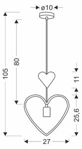 Lampada a sospensione per bambini HEART a cavo 1xE27/20W/230V rosa/bianco