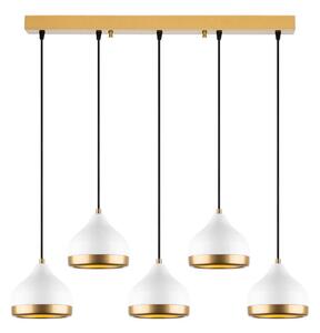 Lampadario a sospensione su cavo YILDO 5xE27/40W/230V bianco/oro