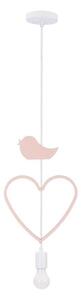 Lampadario per cameretta HEART a sospensione con cavo 1xE27/20W/230V rosa/bianco