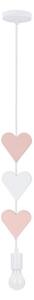 Lampadario a sospensione per bambini HEART 1xE27/20W/230V rosa/bianco