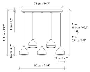 Lampadario a sospensione su cavo YILDO 5xE27/40W/230V bianco/oro