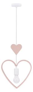 Lampada a sospensione per bambini HEART a cavo 1xE27/20W/230V rosa/bianco