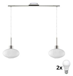 Lampada a sospensione LED su cavo HARMA 2xE27/60W/230V cromo opaco/bianco