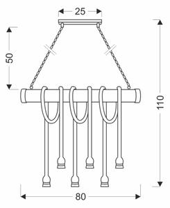 Lampadario con catena VINT 6xE27/40W/230V in bambù