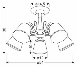 Lampadario a stelo LOSANNA 5xE14/40W/230V in ottone
