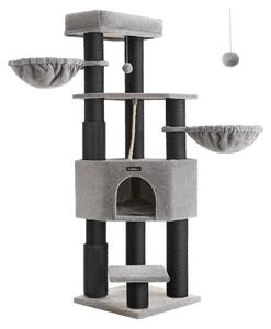 Albero Per Gatti Grandi, Torre Per Gatti Pesanti Con Auto-Riga, 2 Auto-Riga, 9 Pali, Grande Trespolo, Grotta, Cestini, 50