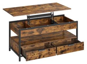 Tavolino regolabile in altezza 50x100x(48-63) cm in stile industriale, marrone e nero