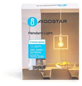 Aigostar - Lampadario LED in legno a sospensione con cavo 1xE27/9W/230V 2200K pino