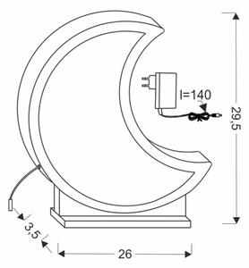 Lampada da tavolo LED per bambini MOON LED/12W/230V grigia