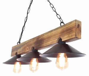 Lampada a sospensione HEPSI con cavo 3xE27/40W/230V, abete rosso/noce