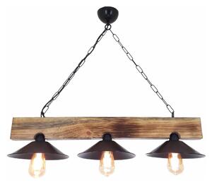 Lampada a sospensione HEPSI con cavo 3xE27/40W/230V, abete rosso/noce