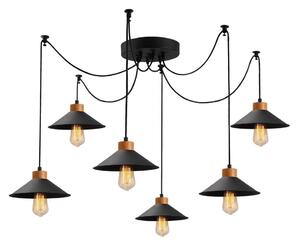 Lampadario a sospensione su cavo MANAVGAT 6xE27/40W/230V, design a ragno, nero/marrone