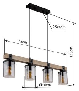 Brilagi - Lampadario a sospensione su cavo VISTA 4xE27/60W/230V rovere