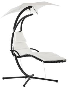 Outsunny Sdraio a Dondolo da giardino Dondolo Sospeso con tettuccio per Relax Chaise Longue di Lusso con Tettuccio, Crema|Aosom