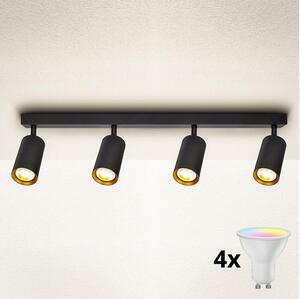 Brilagi - Faretto LED RGBW dimmerabile SELE 4xGU10/4,8W/230V nero/oro