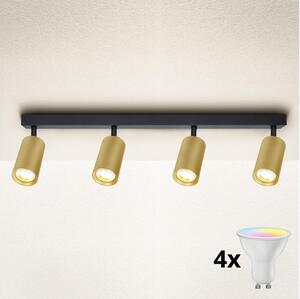 Brilagi - LED RGBW Faretto dimmerabile SELE GOLDEN 4xGU10/4,8W/230V nero/oro