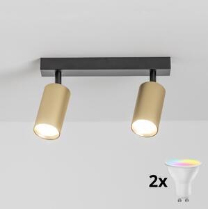 Brilagi - Faretto dimmerabile a LED RGBW SELE GOLDEN 2xGU10/4,8W/230V nero/oro