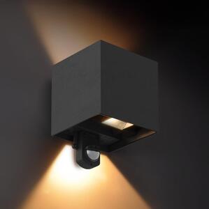 Brilagi - Lampada da parete per esterni CUBE LED con sensore, 6 W, 230 V, nera