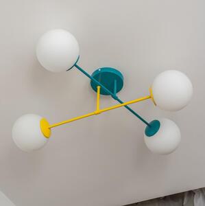 Plafoniera MOON 4xE27/15W/230V turchese/giallo