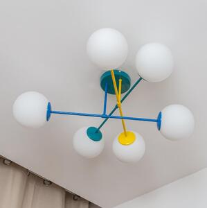 Lampadario a plafone MOON 6xE27/15W/230V turchese/giallo/blu