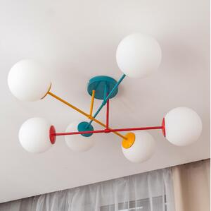 Plafoniera MOON 6xE27/15W/230V turchese/giallo/rosso