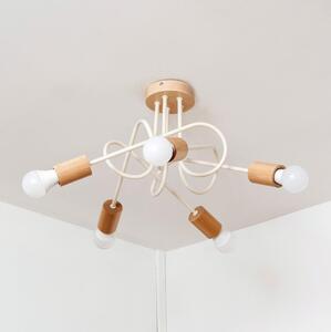 Lampadario a plafone OXFORD 5xE27/15W/230V pino/crema