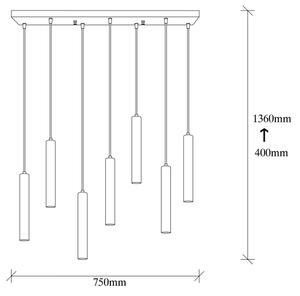 Lampadario a sospensione TEMPO 7xE27/40W/230V, finitura oro