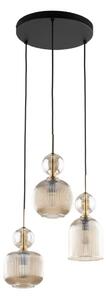 Lampadario a sospensione SOPHIA 3xE14/10W/230V nero/beige fumé