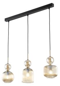 Lampada a sospensione SOPHIA con cavo 3xE14/10W/230V Nero/Beige fumé