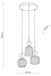 Lampadario a sospensione SOPHIA 3xE14/10W/230V nero/beige fumé