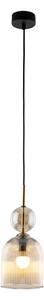Lampada a sospensione SOPHIA con cavo 1xE14/10W/230V Nero/Beige fumé