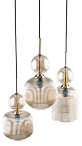 Lampadario a sospensione SOPHIA 3xE14/10W/230V nero/beige fumé