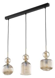 Lampada a sospensione SOPHIA con cavo 3xE14/10W/230V Nero/Beige fumé
